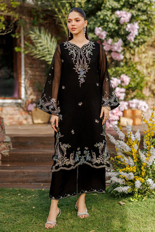 SS26DA-2905 BLACK 2PCS  EMBROIDERED KURTA WITH TROUSER