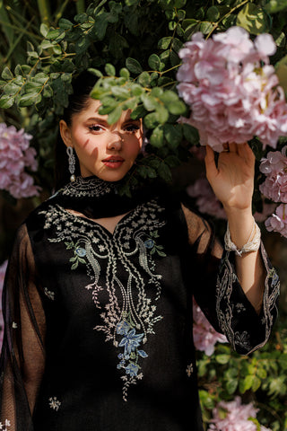 SS26DA-2905 BLACK 2PCS  EMBROIDERED KURTA WITH TROUSER