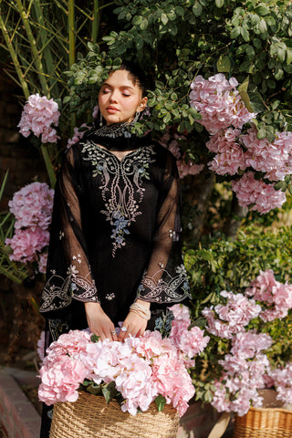 SS26DA-2905 BLACK 2PCS  EMBROIDERED KURTA WITH TROUSER