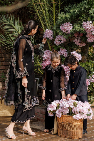 SS26DA-2905 BLACK 2PCS  EMBROIDERED KURTA WITH TROUSER