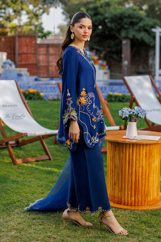 DUPATTA: SS26DD-2907  NAVY BLUE EMBROIDED DUPATTA