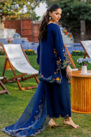 DUPATTA: SS26DD-2907  NAVY BLUE EMBROIDED DUPATTA