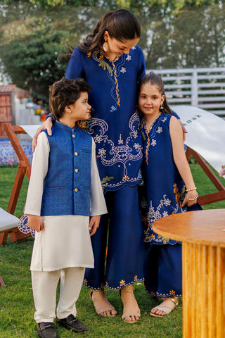SS26DA-2907 ROYAL BLUE 2PCS  EMBROIDERED KURTA WITH TROUSER