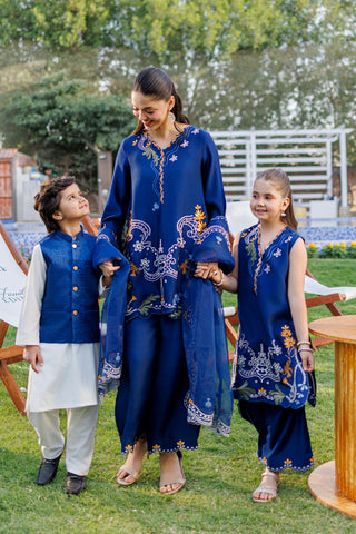 SS26DA-2907 ROYAL BLUE 2PCS  EMBROIDERED KURTA WITH TROUSER