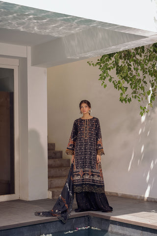 SS24DA-2511 BLACK 2PCS HAND EMBELLISHED  SHIRT WITH TROUSER