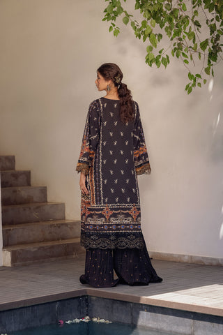 SS24DA-2511 BLACK 2PCS HAND EMBELLISHED  SHIRT WITH TROUSER