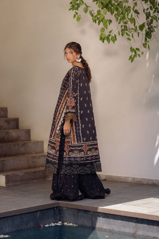 SS24DA-2511 BLACK 2PCS HAND EMBELLISHED  SHIRT WITH TROUSER