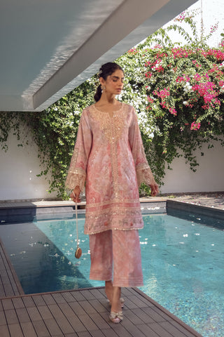 SS24DA-2515 LIGHT PINK 2PCS HAND EMBELLISHED  SHIRT WITH TROUSER