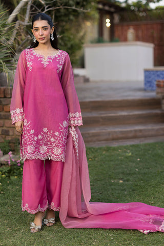 SS25DA-2775  MAGENTA  2PCS  EMBROIDERED KURTA WITH TROUSER