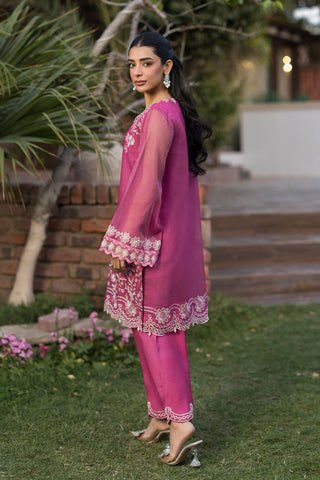 SS25DA-2775  MAGENTA  2PCS  EMBROIDERED KURTA WITH TROUSER