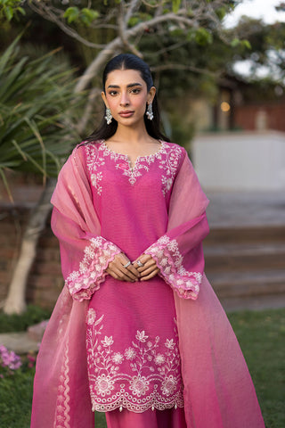 SS25DA-2775  MAGENTA  2PCS  EMBROIDERED KURTA WITH TROUSER