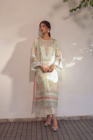SS24DA-2517 LIGHT GREEN 2PCS HAND EMBELLISHED  SHIRT WITH TROUSER