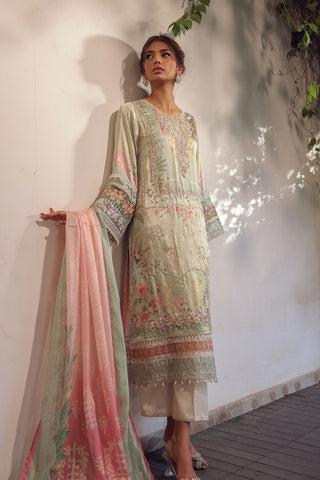 SS24DA-2517 LIGHT GREEN 2PCS HAND EMBELLISHED  SHIRT WITH TROUSER