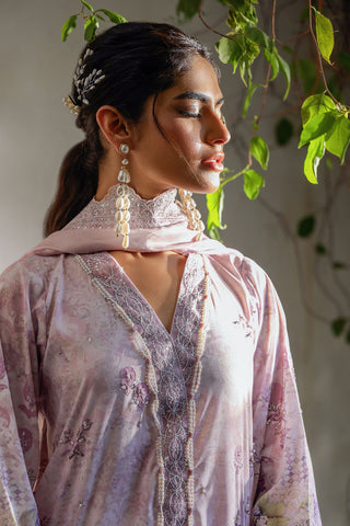 SS24DA-2512 LIGHT PURPLE 2PCS HAND EMBELLISHED  SHIRT WITH TROUSER