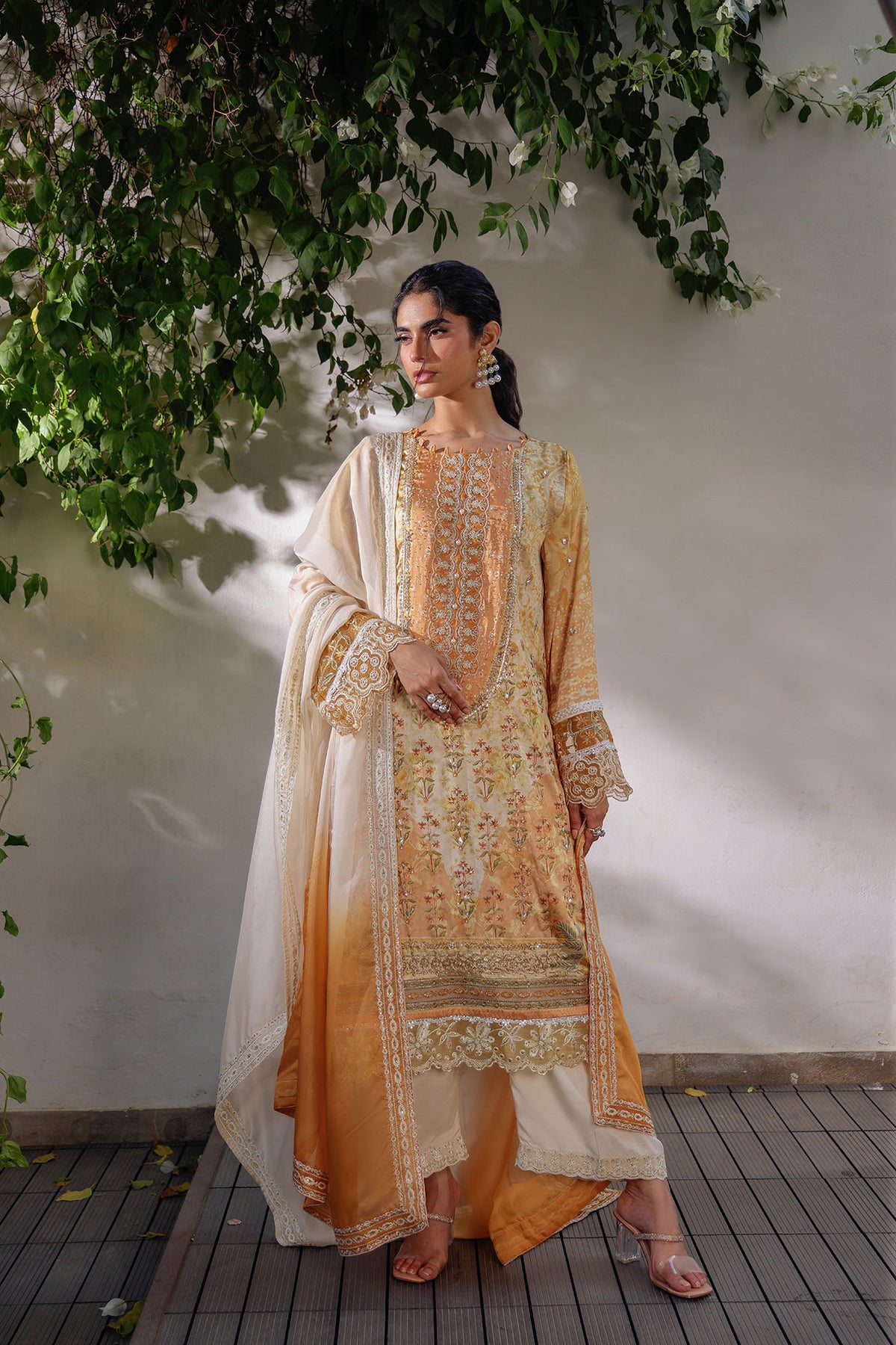 SS24DD-2519 MUSTARD TIE DYE DUPATTA