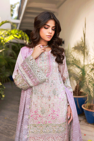 Silk Tunic - 2PCS HAND EMBELLISHED  SHIRT WITH TROUSER-SS24DA-2666 LIGHT GREEN