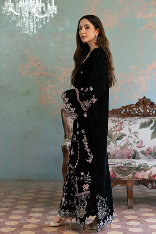 FW26DA-3008  BLACK 1PCS EMBROIDERED KAFTAN