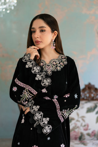 FW26DA-3008  BLACK 1PCS EMBROIDERED KAFTAN