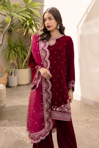 FW24DA-2610   MAROON  2PCS  EMBROIDERED KURTA WITH TROUSER