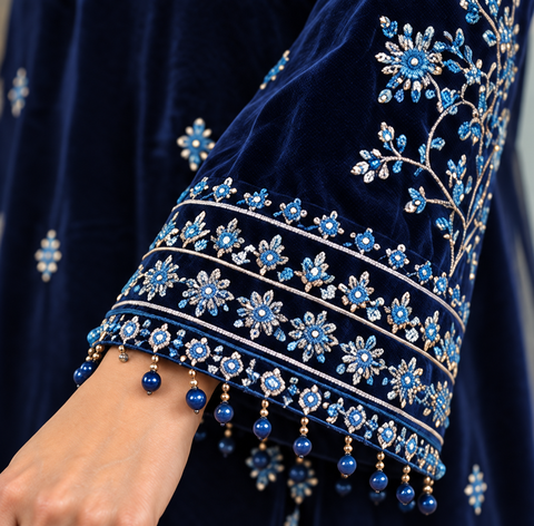 FW26DA-3004 NAVY BLUE 2PCS  EMBROIDERED KURTA WITH TROUSER