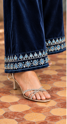 FW26DA-3004 NAVY BLUE 2PCS  EMBROIDERED KURTA WITH TROUSER