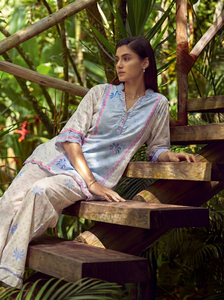 SS26DC-2604 SKY BLUE LAWN 2PCS EMBROIDERED KURTA WITH TROUSER