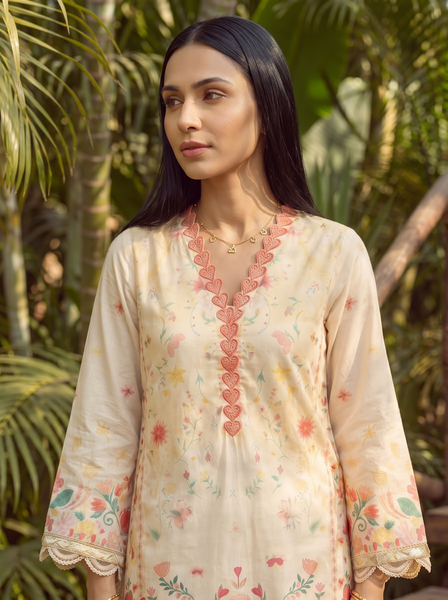 SS26DC-2597 YELLOW LAWN 2PCS EMBROIDERED KURTA WITH TROUSER