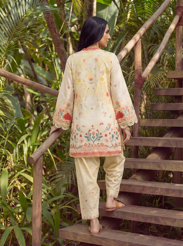 SS26DC-2597 YELLOW LAWN 2PCS EMBROIDERED KURTA WITH TROUSER