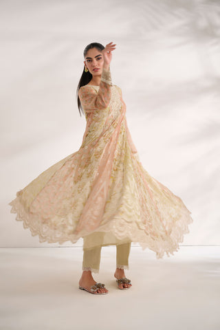 SS24DA-2468   MULTI  2PCS  EMBROIDERED KURTA WITH TROUSER