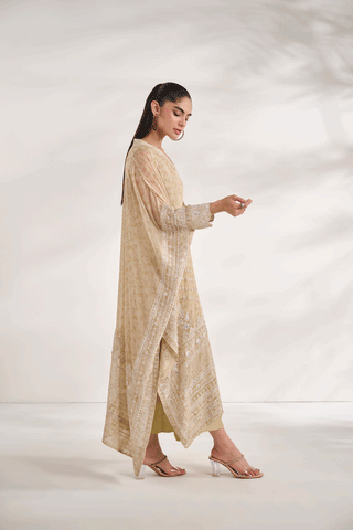 SS24DA-2471   BEIGE  2PCS  EMBROIDERED KURTA WITH TROUSER