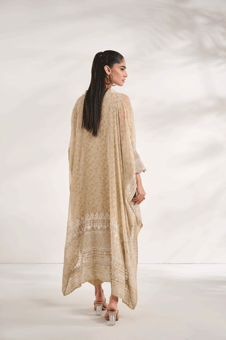 SS24DA-2471   BEIGE  2PCS  EMBROIDERED KURTA WITH TROUSER