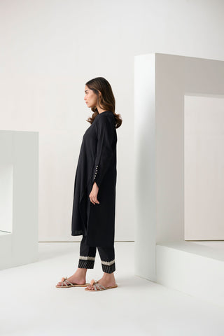 DC-2251 BLACK 2PCS  EMBROIDERED KURTA WITH TROUSER