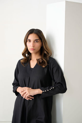 DC-2251 BLACK 2PCS  EMBROIDERED KURTA WITH TROUSER