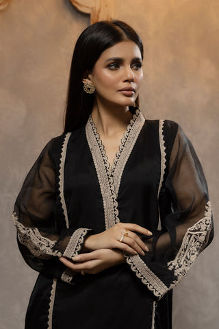 DA-1740 BLACK EMBROIDERED KURTA