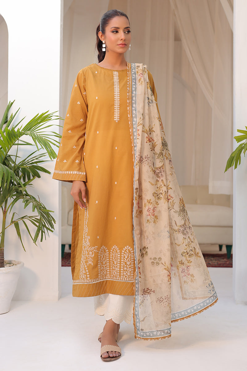 DC-2150 MUSTARD 2PCS EMBROIDERED KURTA WITH DUPATTA