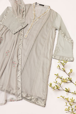 DA-2048 GREY EMBROIDERED KURTA WITH DUPATTA