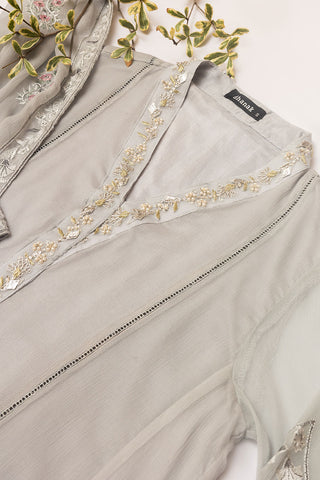 DA-2048 GREY EMBROIDERED KURTA WITH DUPATTA
