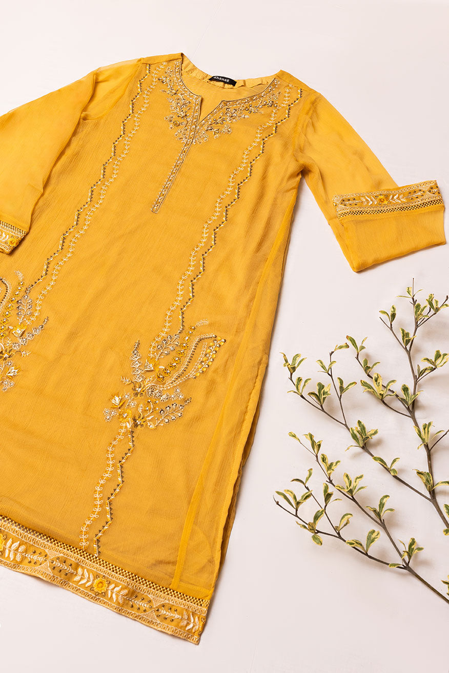 DA-1660 MUSTARD EMBROIDERED KURTA