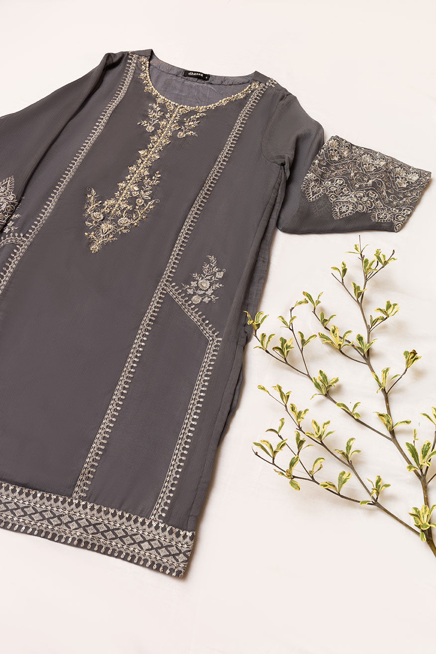 DA-1642 GREY EMBROIDERED KURTA