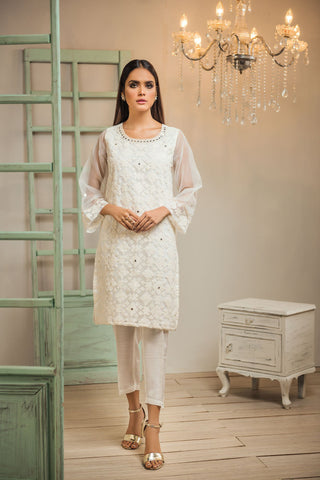 DA-1267 Off White EMBROIDERED KURTA