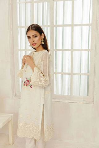 DA-1311 OFF-WHITE EMBROIDERED KURTA