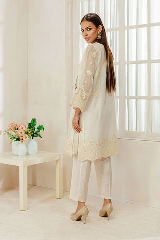 DA-1311 OFF-WHITE EMBROIDERED KURTA