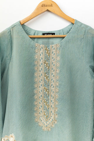 DA-1354 C-GREEN EMBROIDERED KURTA