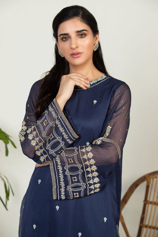 DA-1378 BLUE EMBROIDERED KURTA