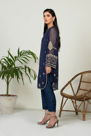DA-1378 BLUE EMBROIDERED KURTA