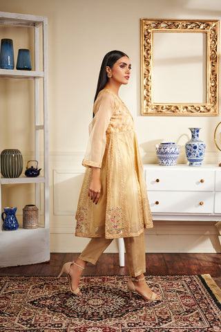 DA-1455 Beige EMBROIDERED KURTA