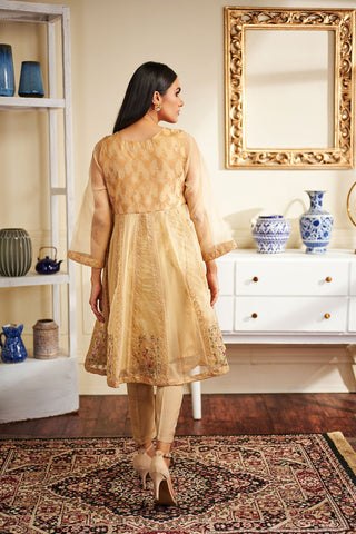 DA-1455 Beige EMBROIDERED KURTA