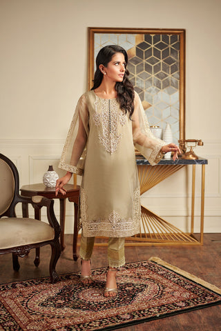 DA-1456 GREEN EMBROIDERED KURTA
