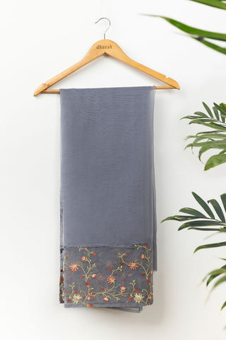 DA-1482 GREY EMBROIDERED KURTA WITH DUPATTA