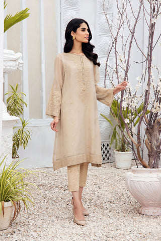 DA-1490 BEIGE EMBROIDERED KURTA